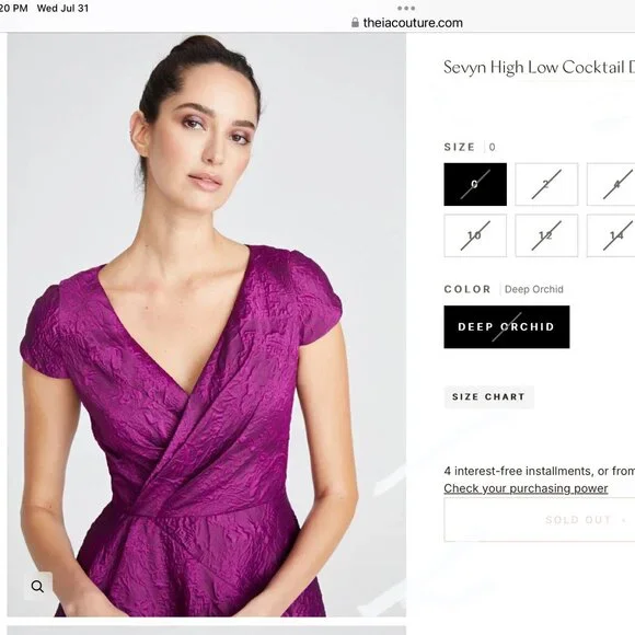 Theia Sevyn NWT High Low Cocktail Dress-Deep Orchid-Size 12 - Picture 2 of 7